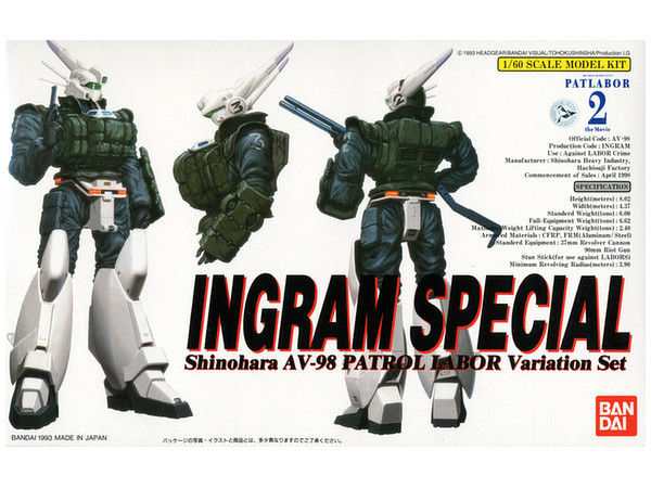 AV-98 Ingram 1, AV-98 Ingram 2, AV-98 Ingram 3, Type 98 Special Command Vehicle, Kidou Keisatsu Patlabor, Kidou Keisatsu Patlabor 2 The Movie, Bandai, Model Kit, 1/60