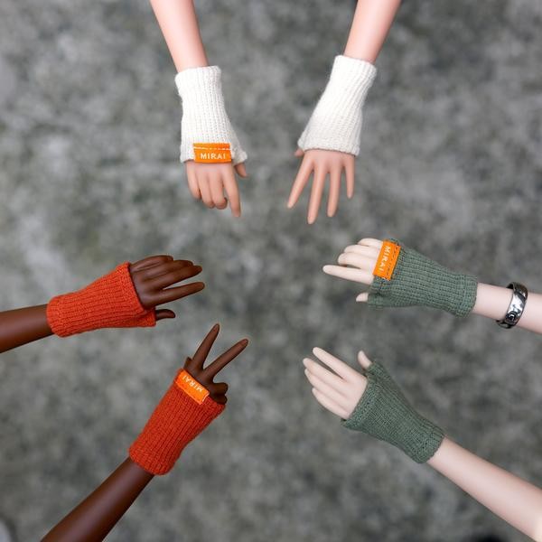 Fingerless Mittens (white, red, khaki), Culture Japan, Accessories, 1/3