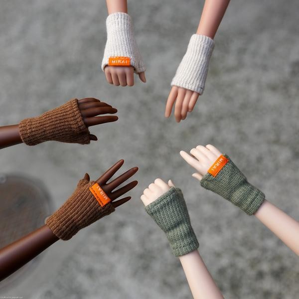 Fingerless Mittens (white, brown, khaki), Culture Japan, Accessories, 1/3