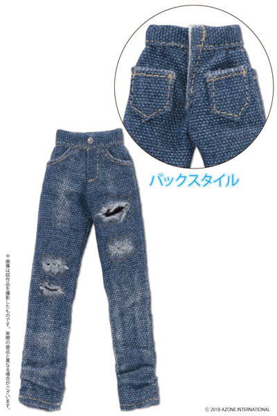 Boy Damage Skinny Denim Pants (Indigo), Azone, Accessories, 1/12, 4560120206899