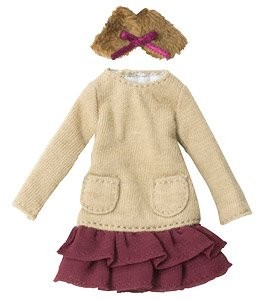Tippet & Knit Chiffon One-piece Set (Light Brown x Bordeaux), Azone, Accessories, 1/12, 4582119986919
