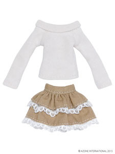 Off-Shoulder & Skirt Set (Beige x Camel), Azone, Accessories, 1/12, 4582119981013