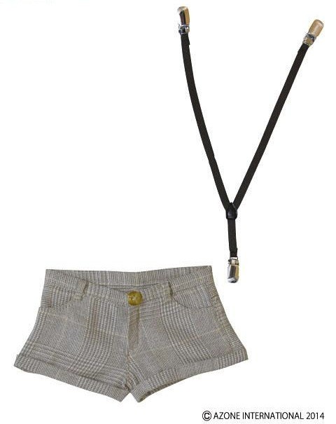 Short Pants With Suspender (Beige Chequered), Azone, Accessories, 1/3, 4580116047725