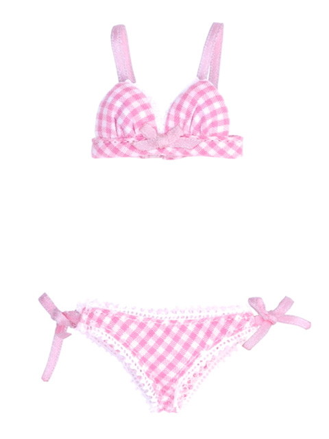 Gingham Ribbon Brassiere & Shorts Set (Peach), Azone, Accessories, 1/6, 4571116996021