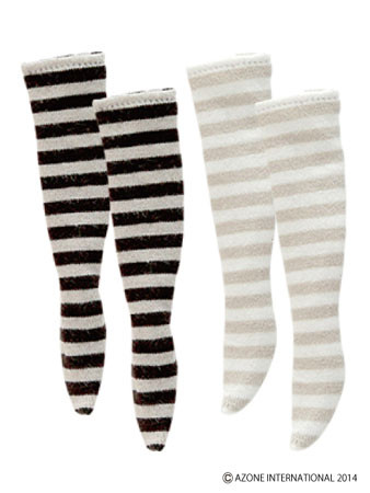 Stripe Over Knee Socks II (B Set (Brown x Beige Stripe/Beige x White Stripe)), Azone, Accessories, 1/6