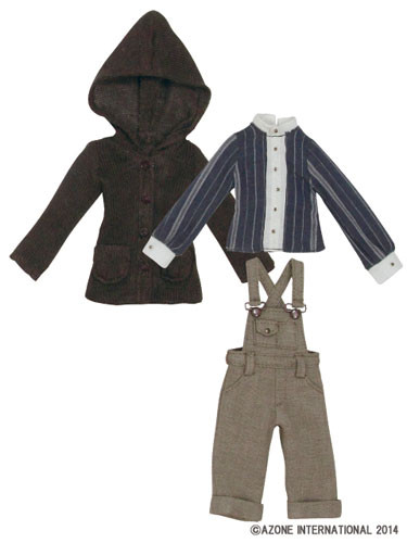 Komorebimori No Oyofukuya-san Stand-Up Collar Blouse & Salopette Pants Set (Blue Stripe x Brown), Azone, Accessories, 1/6, 4580116045493