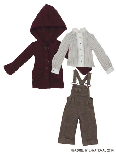 Komorebimori No Oyofukuya-san Stand-Up Collar Blouse & Salopette Pants Set (Beige Stripe x Bordeaux), Azone, Accessories, 1/6, 4580116045486