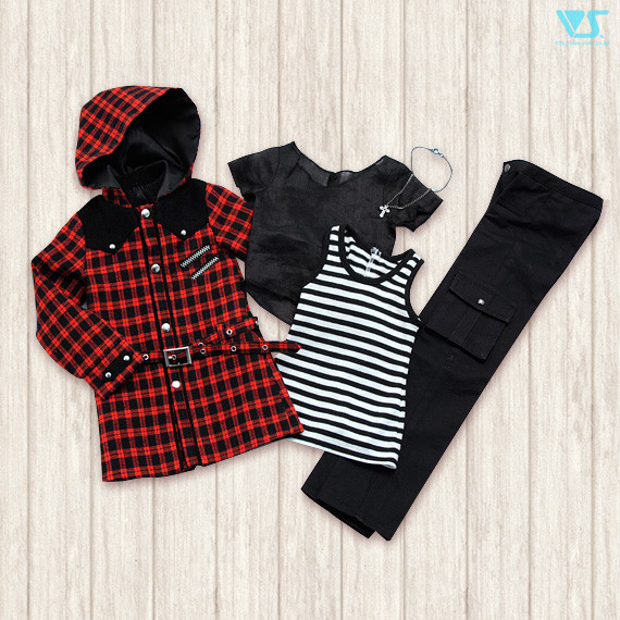 Red Plaid Jacket Set, Volks, Accessories