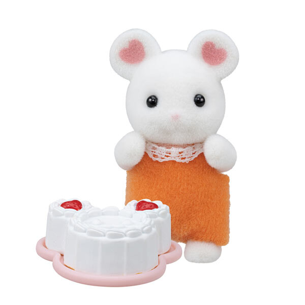 Baby Marshmallow Mouse And Marshmallow Mouse Cake, Sylvanian Families, Epoch, Trading