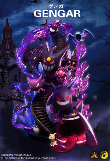 Gastly, Gengar, Golbat, Haunter, Mimikyu, Zubat (Gengar Ghost Family), Pocket Monsters, Pokemon, Individual Sculptor, Pre-Painted