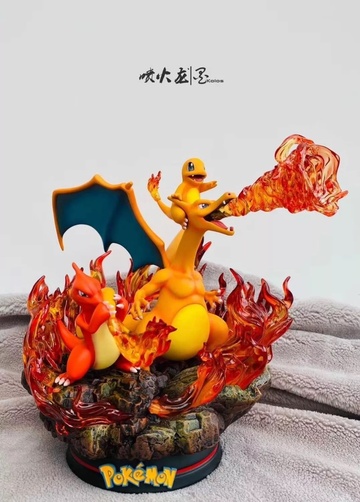 Charmander, Charmeleon, Lizardon (Evolution Charizard regular), Pokemon, Individual Sculptor, Pre-Painted