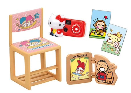 Custard, Hello Kitty, Inu-kun, Kiki, Lala, Minna no Tabo, Muffin, My Melody, Osaru no Monkichi, Pompompurin, Powder, Risu-kun, Scone, Whip, Sanrio Characters, Re-Ment, Trading