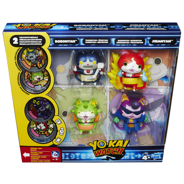 Jibanyan, Robonyan, Togenyan, Warunyan (Yo-kai Watch 4 Figure Pack), Youkai Watch, Hasbro, Trading