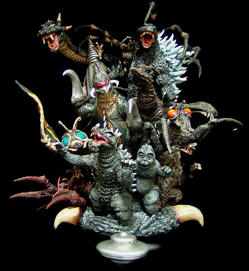 Anguirus, Ebirah, Gigan, Gojira, Gotengo, Hedorah, Kamacuras, King Caesar, Kumonga, Manda, Minilla, Mothra, Rodan, Gojira Final Wars, Dynamic Master, Garage Kit