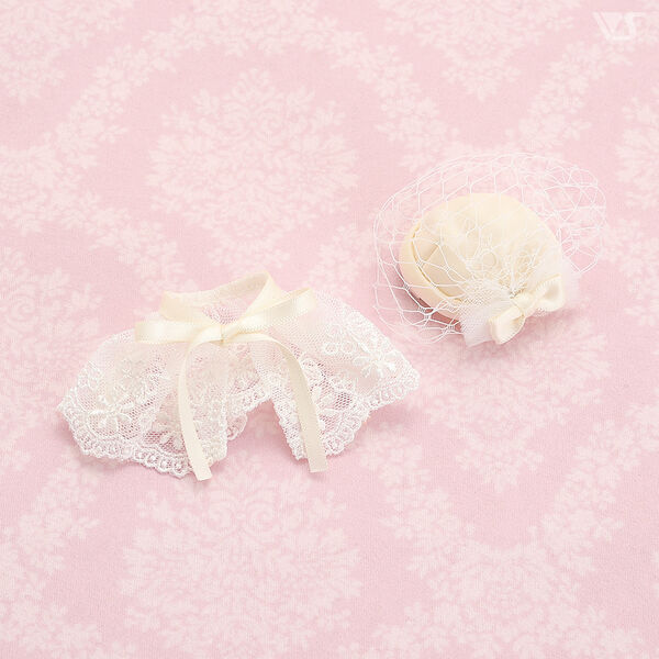 Cocktail Hat & Detachable Lace Collar Set / Chibi (White), Volks, Accessories, 1/6