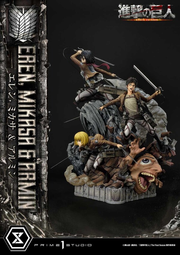 Armin Arlert, Eren Yeager, Mikasa Ackerman, Shingeki No Kyojin, Prime 1 Studio, Pre-Painted, 1/4, 4580708041834