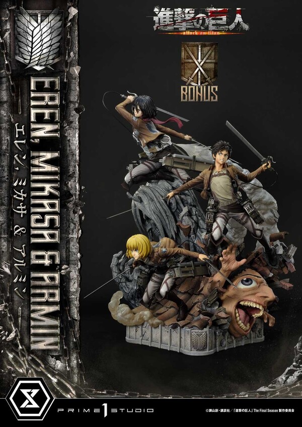 Armin Arlert, Eren Yeager, Mikasa Ackerman (DX Bonus), Shingeki No Kyojin, Prime 1 Studio, Pre-Painted, 1/4, 4580708041858