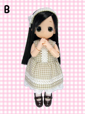 Chokochoko Moko-chan, Moko-chan [95633] (Gingham Check One Piece & Striped Cat Hat One Piece Dress Up Set, Black Hair), Mama Chapp Toy, Obitsu Plastic Manufacturing, Action/Dolls, 1/6