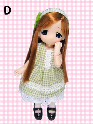 Chokochoko Naana-chan, Naana-chan [95635] (Gingham Check One Piece & Striped Cat Hat One Piece Dress Up Set, Brown Hair), Mama Chapp Toy, Obitsu Plastic Manufacturing, Action/Dolls, 1/6