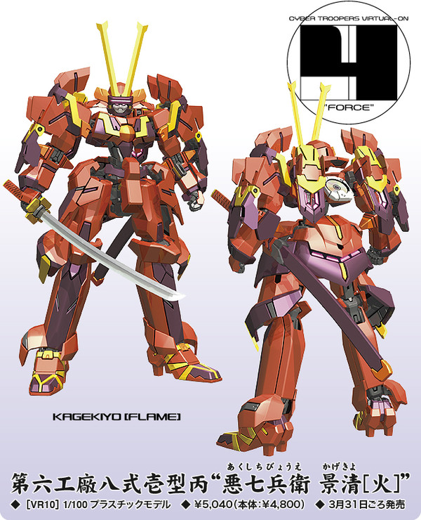 The Sixth Plant Type 8-1 Hei Kagekiyo [Flame], Dennou Senki Virtual-On FORCE, Hasegawa, Model Kit, 1/100, 4967834655201