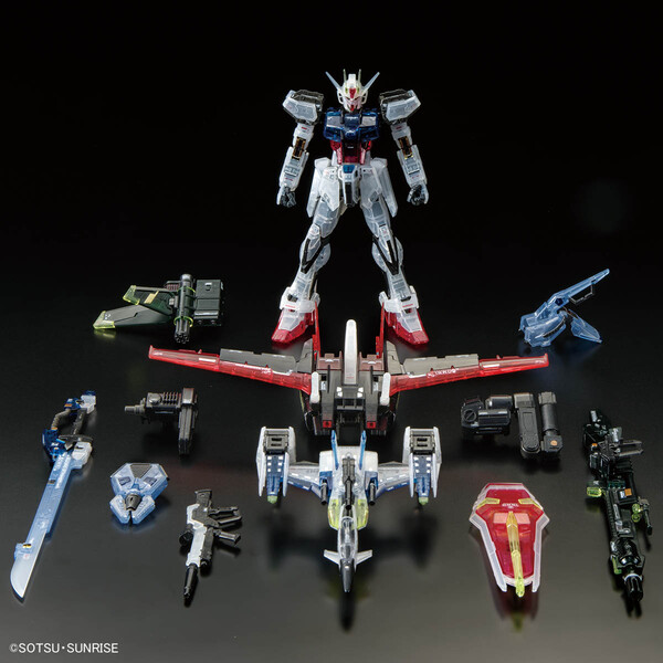 FX-550 Skygrasper, GAT-X105 Strike Gundam, GAT-X105+AQM/E-X01 Aile Strike Gundam, GAT-X105+AQM/E-X02 Sword Strike Gundam, GAT-X105+AQM/E-X03 Launcher Strike Gundam (Clear Color), Bandai Spirits, Model Kit, 1/144