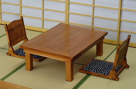 Hinoki Cypress Low Table And Chair Set, Cobaanii Mokei, Model Kit, 4560434938141