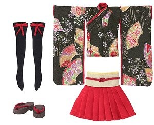 Mini Skirt Kimono Set -Maiogi- (Black), Azone, Accessories, 1/12, 4573199921754