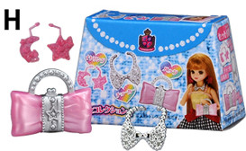 Earrings (Pink), Necklace (Silver), Ribbon Bag (Pink) (H), Licca-chan, Takara Tomy, Accessories, 4904810815563