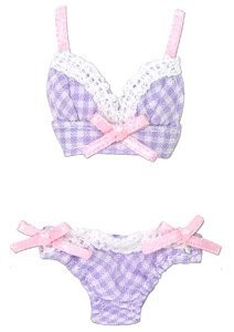 Gingham Check Brassiere & Shorts Set (Lavender), Azone, Accessories, 1/12, 4573199836430