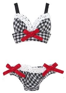 Gingham Check Brassiere & Shorts Set (Black), Azone, Accessories, 1/12, 4573199836423