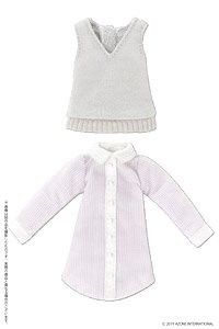 Shirt One-piece Dress Set (Purple x Gray), Azone, Accessories, 1/12, 4573199834481
