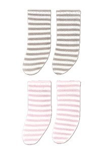 Border Socks II C Set (Gray Beige x White, Pink x White), Azone, Accessories, 1/12, 4573199831978