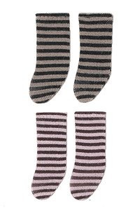 Border Socks II B Set (Black x Brown, Chocolate x Pink), Azone, Accessories, 1/12, 4573199831961