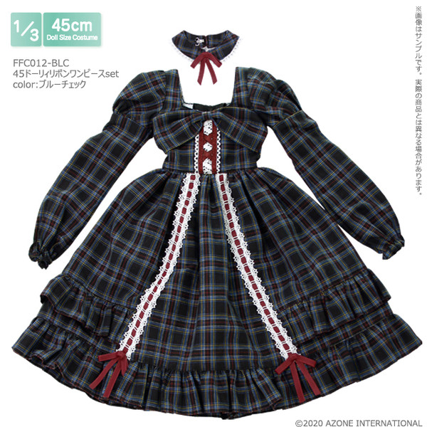 45 Dolly Ribbon Dress Set (Blue Check), Azone, Accessories, 1/3, 4573199920696