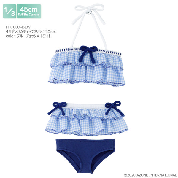 45 Gingham Check Frilled Bikini Set (Blue Check x White), Azone, Accessories, 1/3, 4573199838526