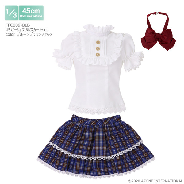 45 Girly Frilled Skirt Set (Blue x Brown Check), Azone, Accessories, 1/3, 4573199838915