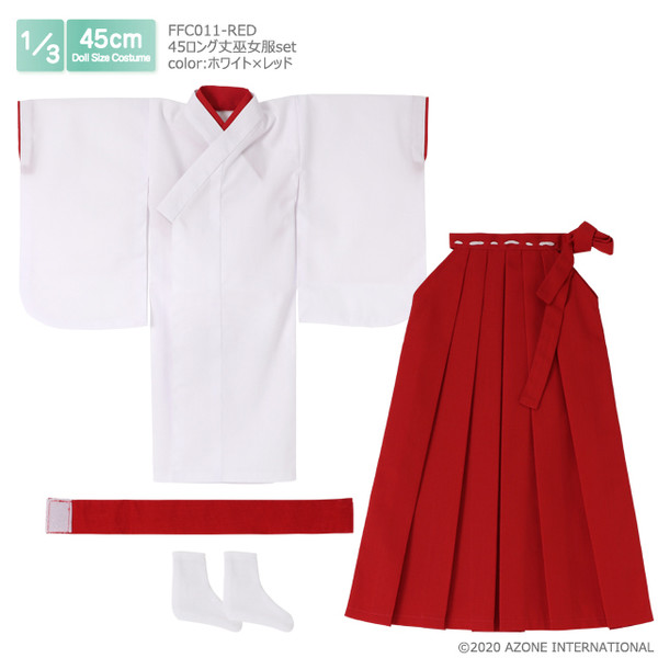 45 Long Length Shrine Maiden Clothes Set (White x Red), Azone, Accessories, 1/3, 4573199839653