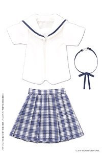 White Collar Check Sailor Clothes Set (Blue Check), Azone, Accessories, 1/6, 4560120206974