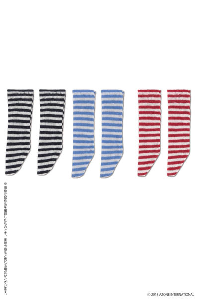 Border Socks B Set (White x Navy, White x Light Blue, White x Red), Azone, Accessories, 1/12, 4560120207414