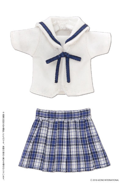 White Collar Checks Sailor Uniform Set (Blue Checks), Azone, Accessories, 1/12, 4560120206837