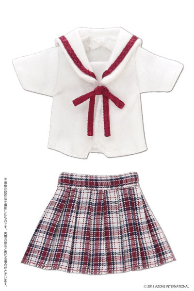 White Collar Checks Sailor Uniform Set (Red Checks), Azone, Accessories, 1/12, 4560120206844