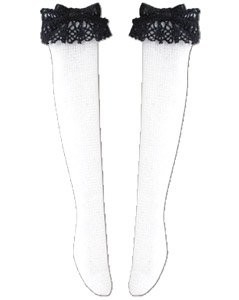 Lace Knee-high Socks (White x Black Lace), Azone, Accessories, 1/12, 4560120205182