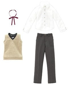 Boys Knit Vest School Uniform Set (Camel x Dark Brown), Azone, Accessories, 1/6, 4560120204840