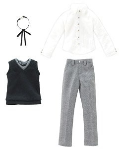 Boys Knit Vest School Uniform Set (Black x Gray), Azone, Accessories, 1/6, 4560120204826