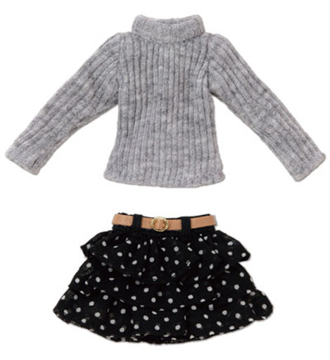 Turtle Knit & Belted Skirt Set (Grey x Black), Azone, Accessories, 1/12, 4560120204413
