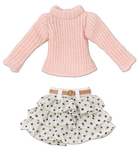 Turtle Knit & Belted Skirt Set (Pink x White), Azone, Accessories, 1/12, 4560120204437