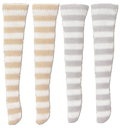 Border Socks B Set (White x Beige, White x Gray), Azone, Accessories, 1/12, 4560120204406