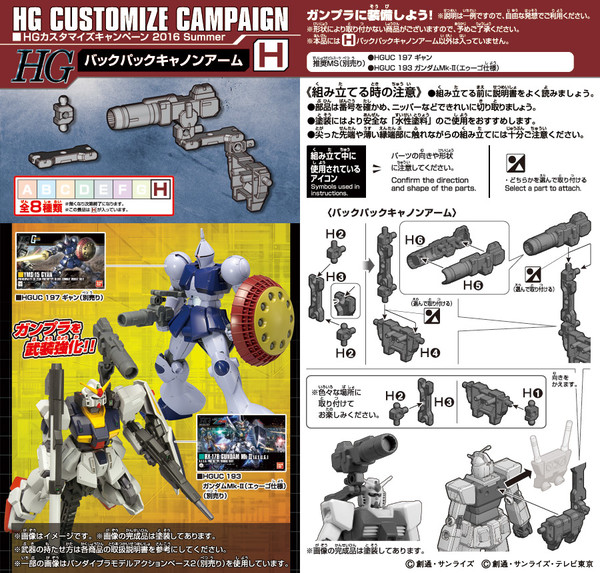 HG Customize Campaign 2016 Summer (H) [169558], Kidou Senshi Gundam, Bandai, Accessories, 1/144