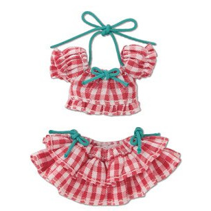 Gingham Check Puff Sleeve Bikini Set (Red Plaid), Azone, Accessories, 1/12, 4560120200071