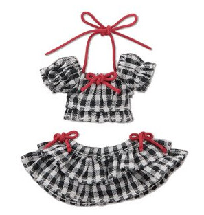 Gingham Check Puff Sleeve Bikini Set (Black Plaid), Azone, Accessories, 1/12, 4560120200057